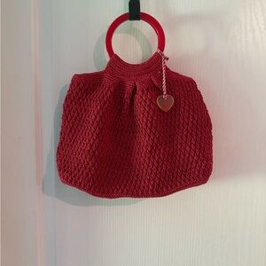 Liz Claiborne | Red Knit Bag with Anchor Heart Charm